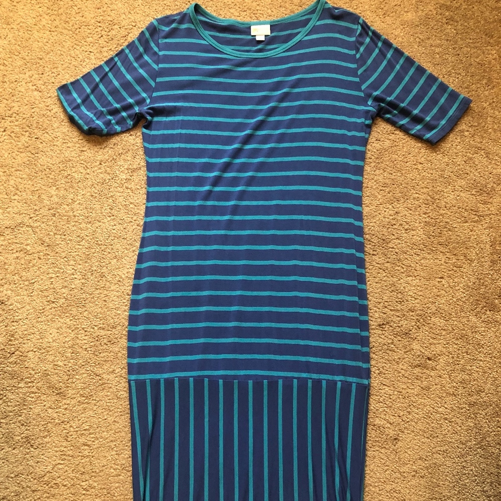 LuLaRoe Blue Julia Dress Size Large
